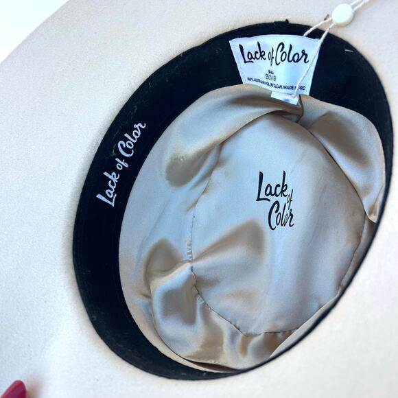 New Lack Of Color Juno Boater Hat Cream Australian Wool Small Gold Band Felt - Picture 8 of 10